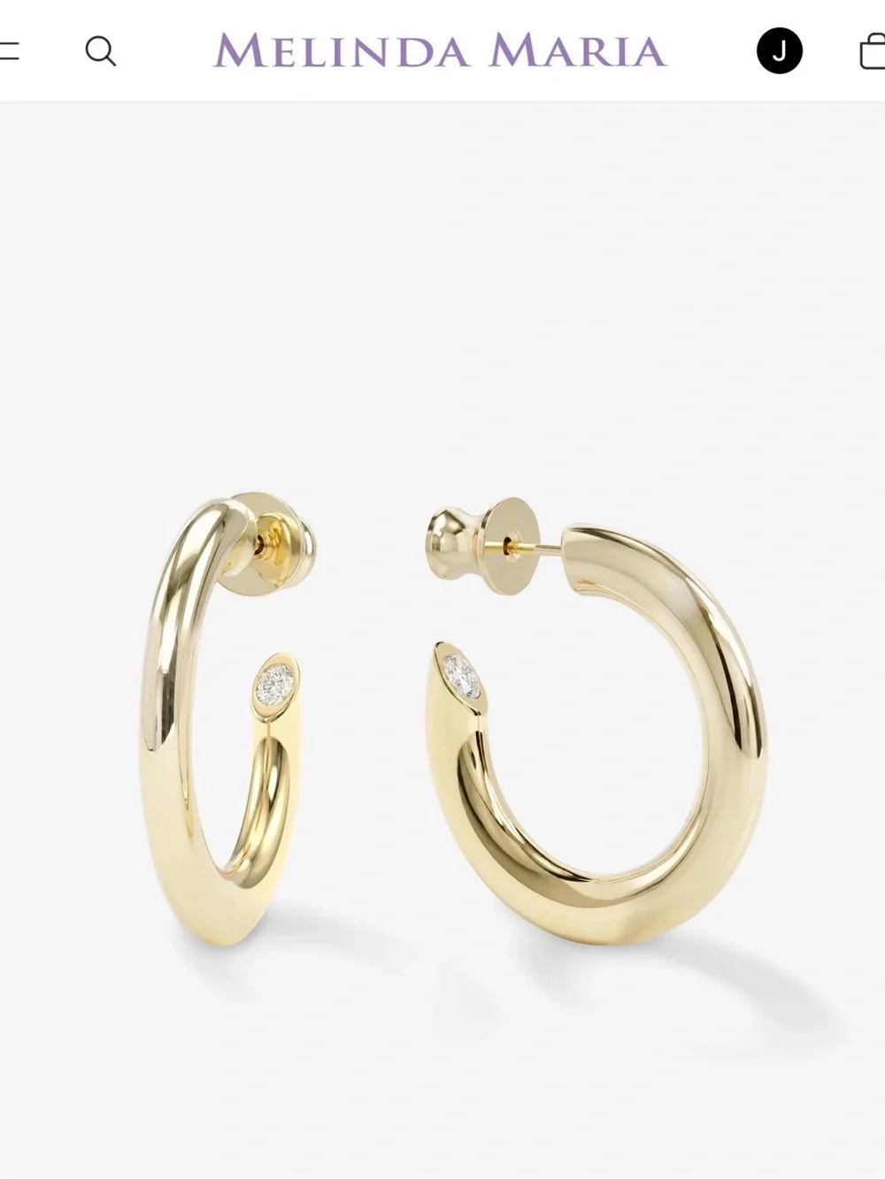 Gold Tone Hoop Earrings with Crystal Accent - Women Jewelry